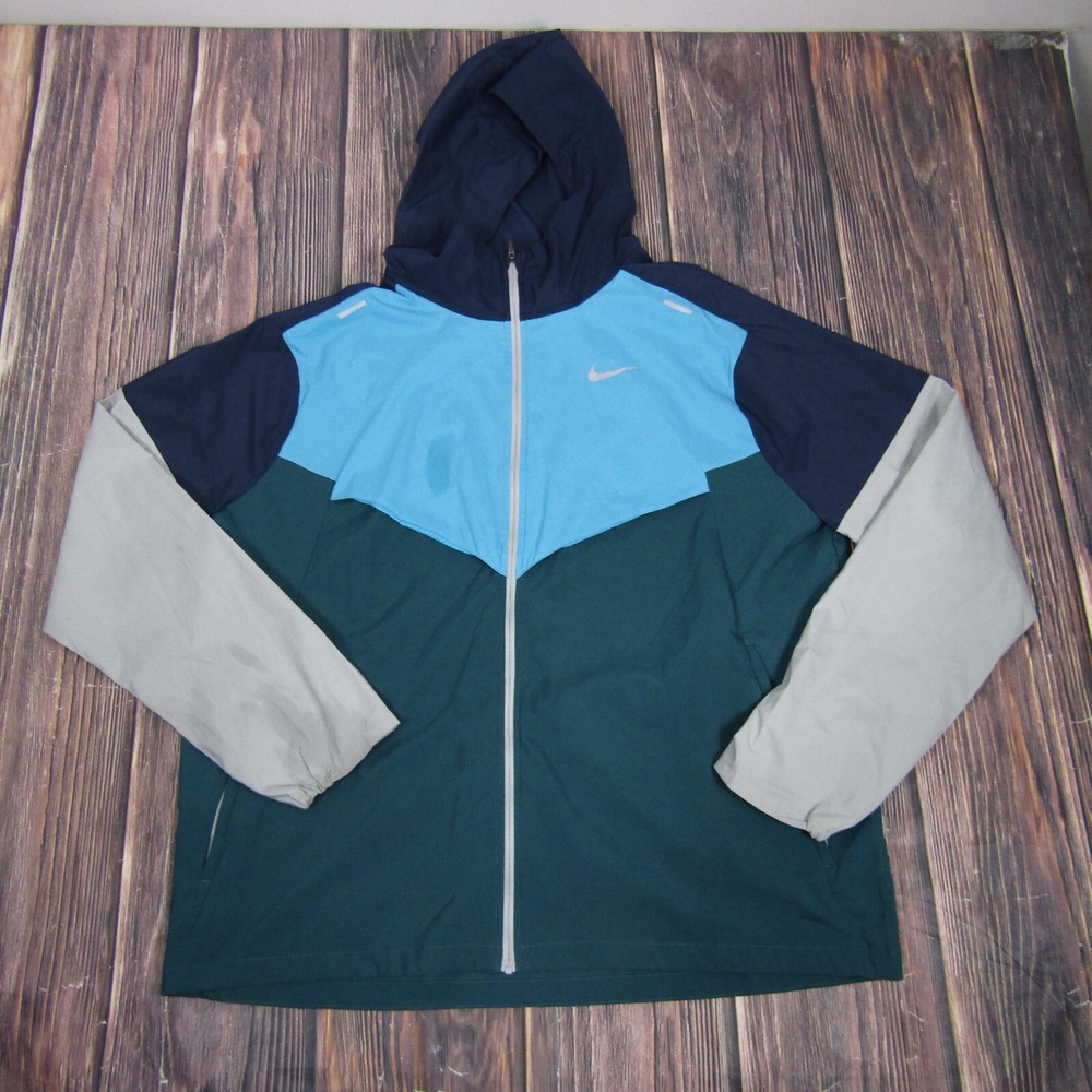 Nike Windrunner Jacket Mens Large Blue Colorblock Packable Running CZ9070-451